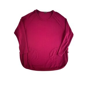 COCO CARMEN Burgundy Knit Sweater Pullover Pockets Buttons S M